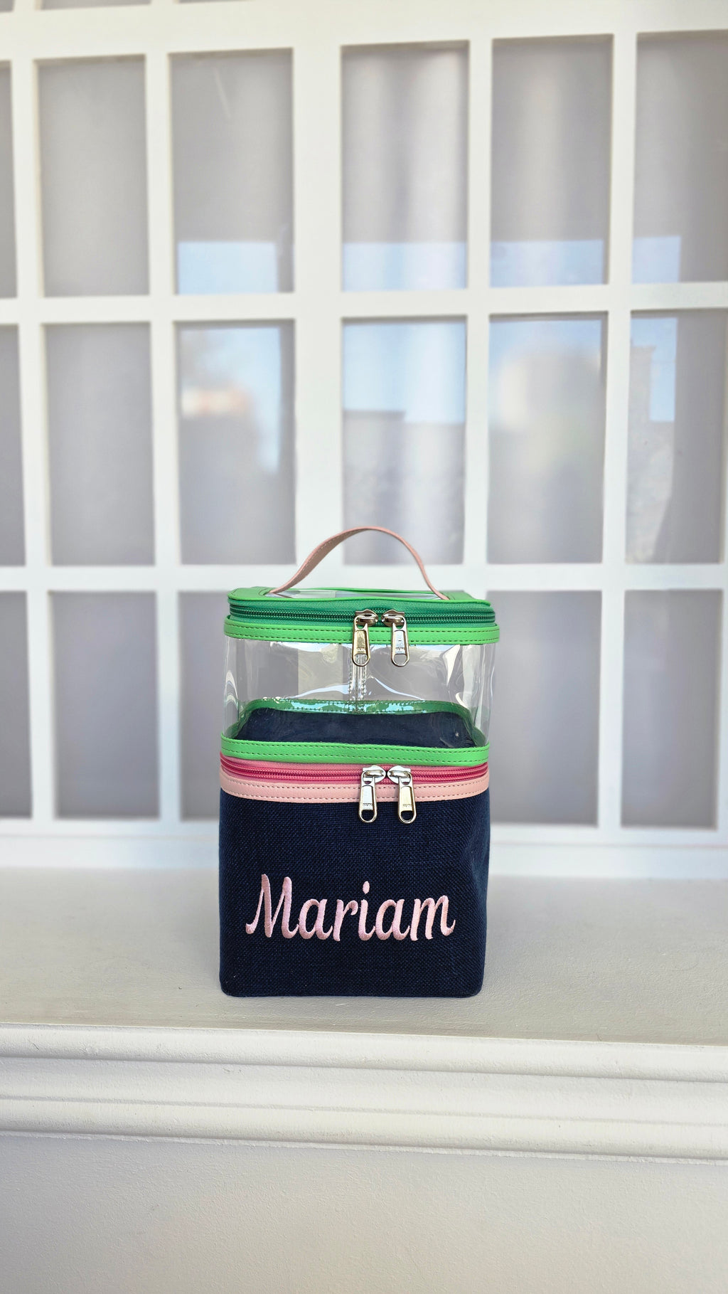 Multi bag (green + baby pink)