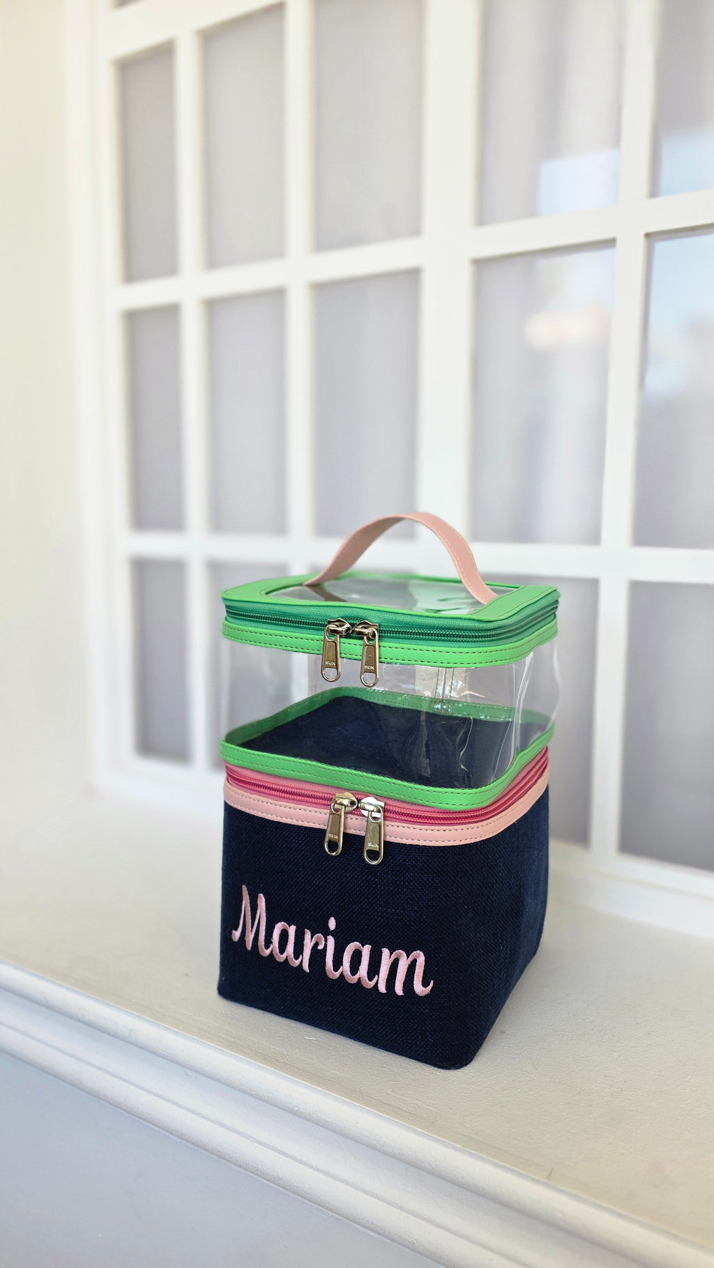 Multi bag (green + baby pink)