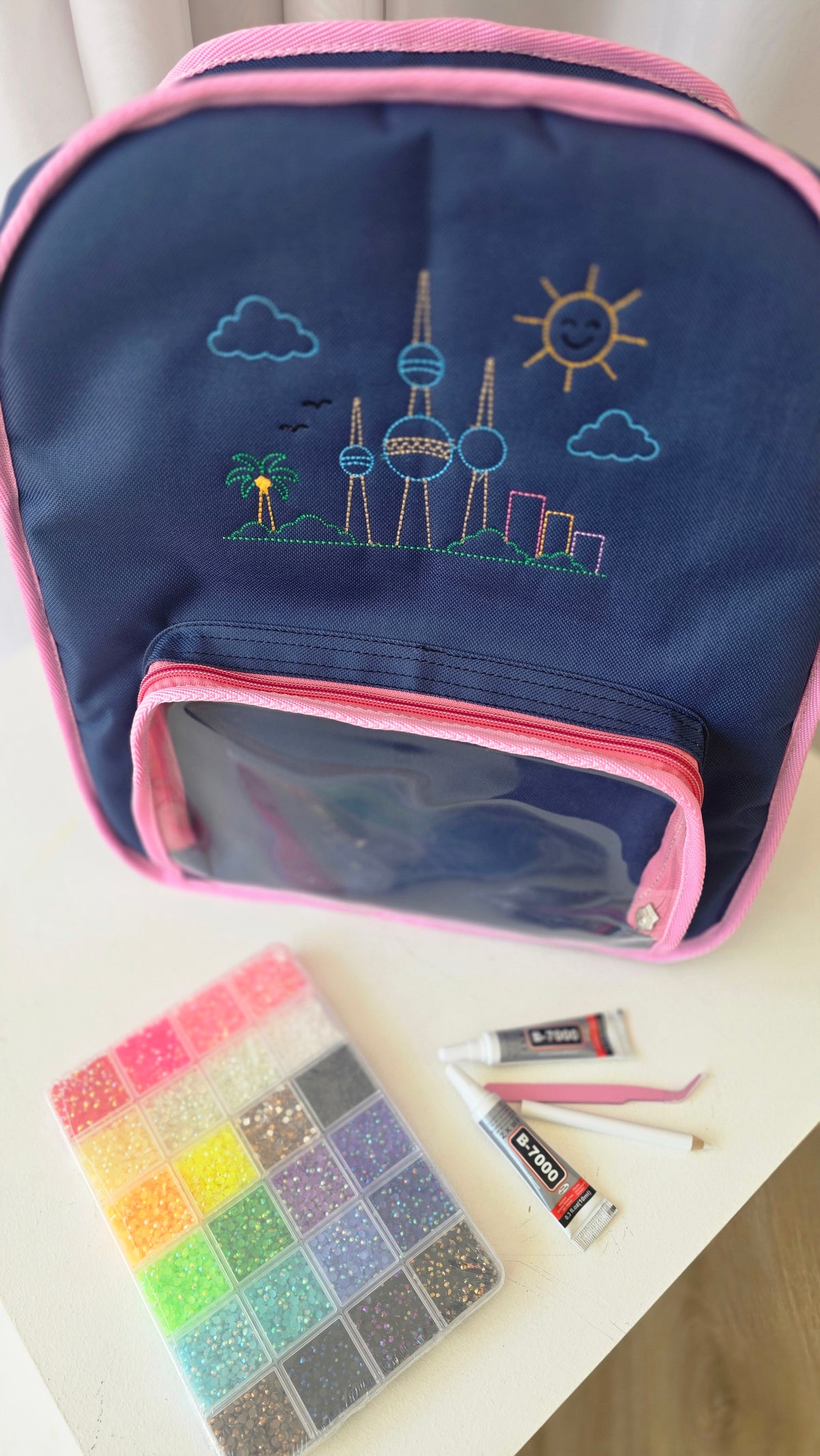 Bag + Bedazzling kit / NAVY+PINK