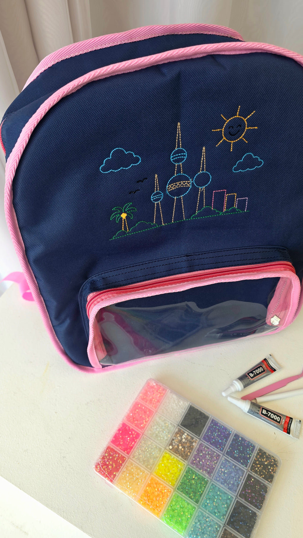 Bag + Bedazzling kit / NAVY+PINK