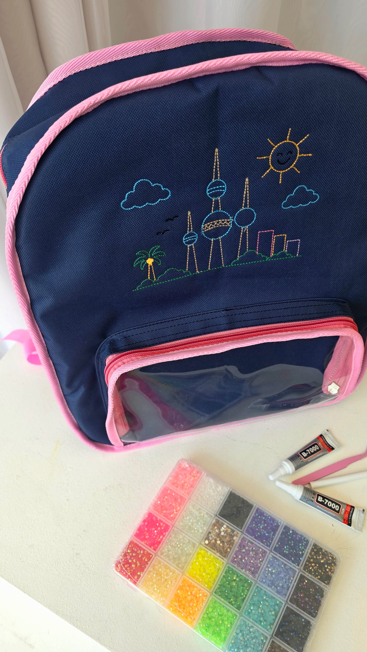 Bag + Bedazzling kit / NAVY+PINK