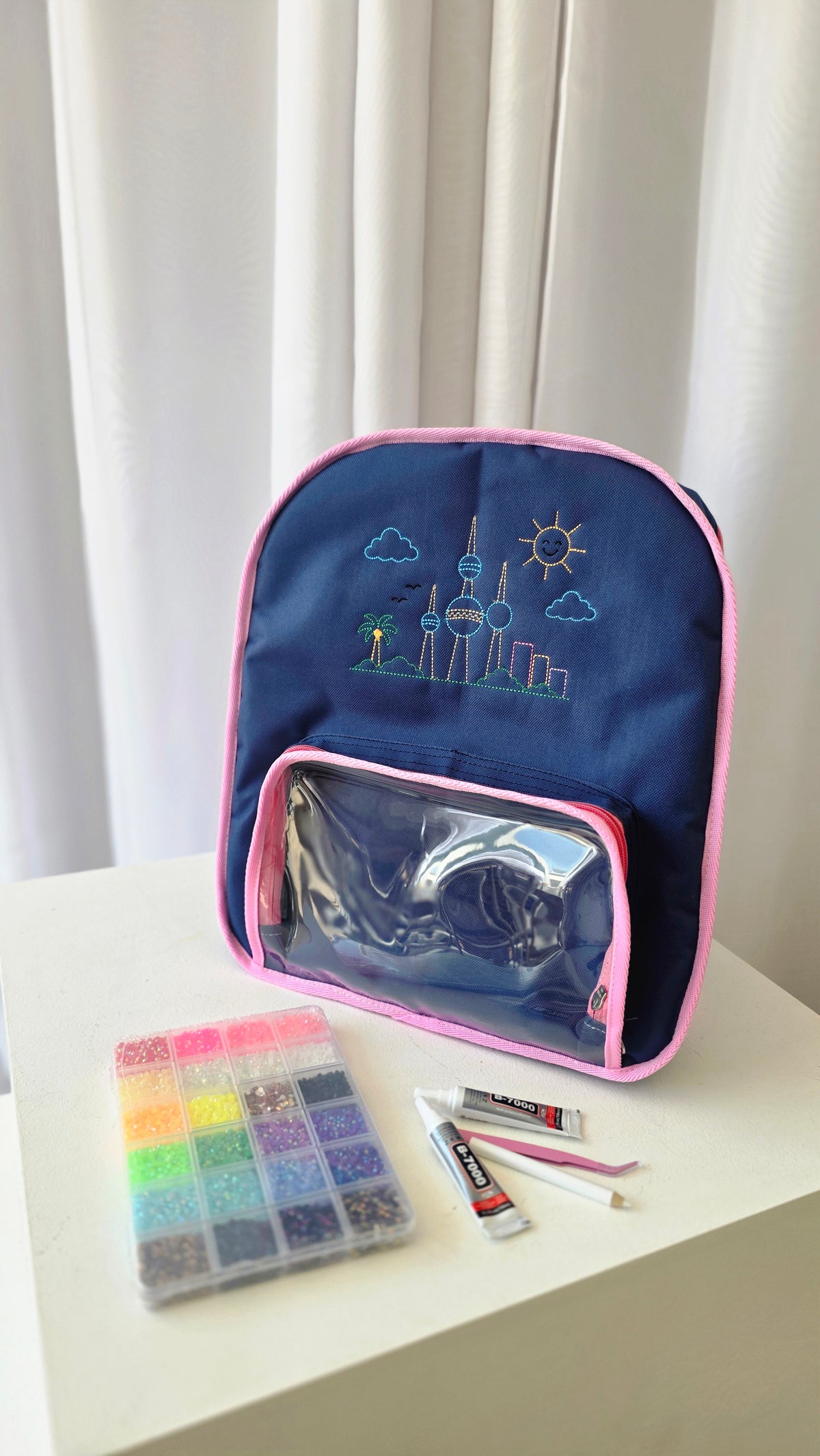 Bag + Bedazzling kit / NAVY+PINK