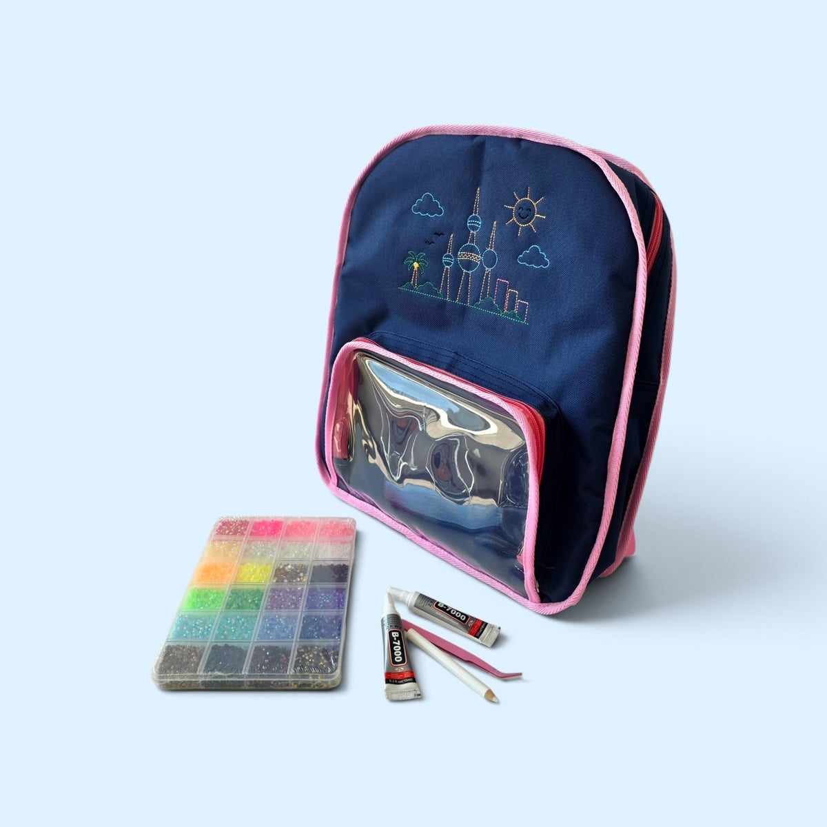 Bag + Bedazzling kit / NAVY+PINK