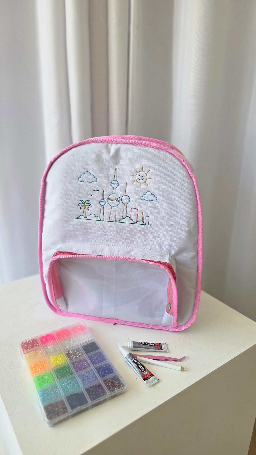 Bag + Bedazzling kit / WHITE+PINK