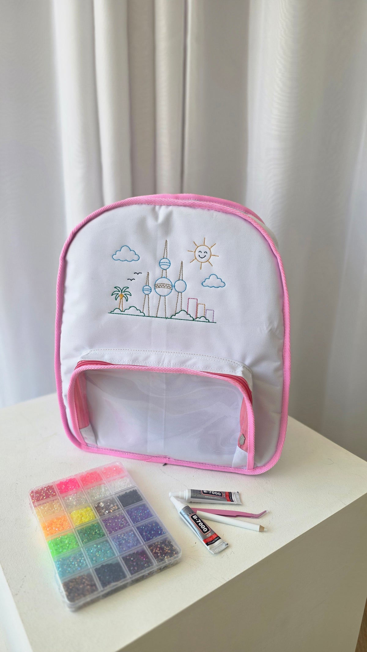 Bag + Bedazzling kit / WHITE+PINK